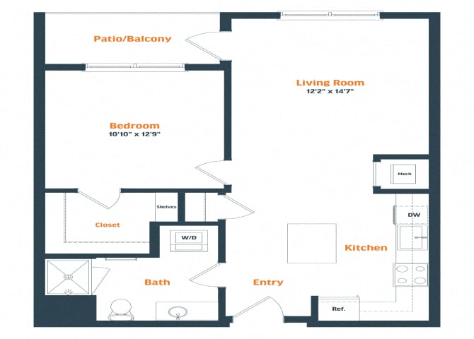A1 | 1 Bed | 1 Bath floor plan