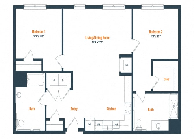 B9 HP | 2 Bed | 2 Bath floor plan