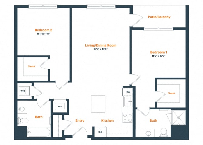 B5 | 2 Bed | 2 Bath floor plan