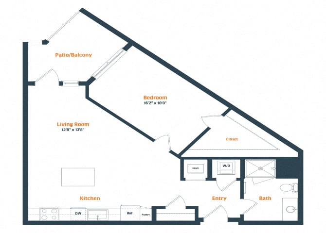 A7 | 1 Bed | 1 Bath floor plan