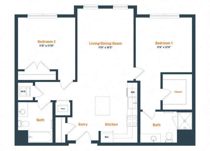 B10 | 2 Bed | 2 Bath floor plan