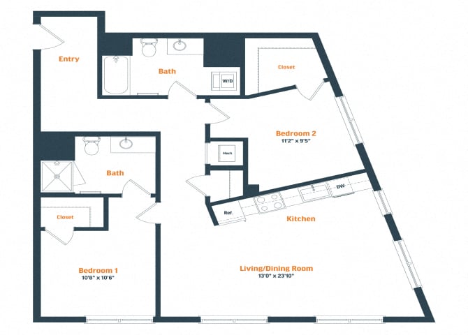 B13 | 2 Bed | 2 Bath floor plan