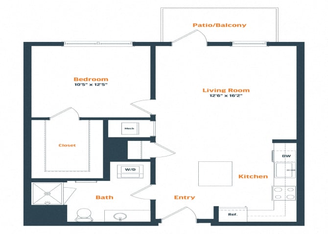 A10 | 1 Bed | 1 Bath floor plan