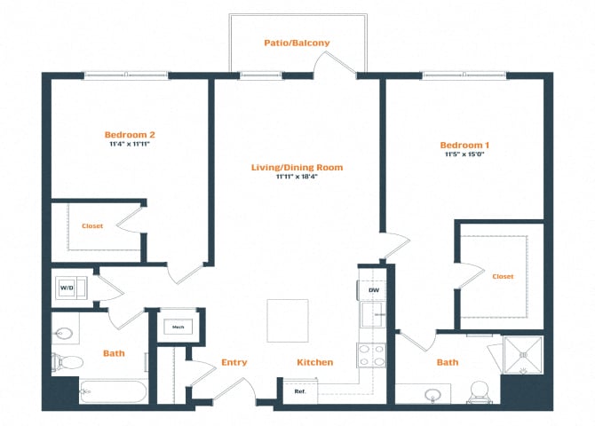 B4 | 2 Bed | 2 Bath floor plan