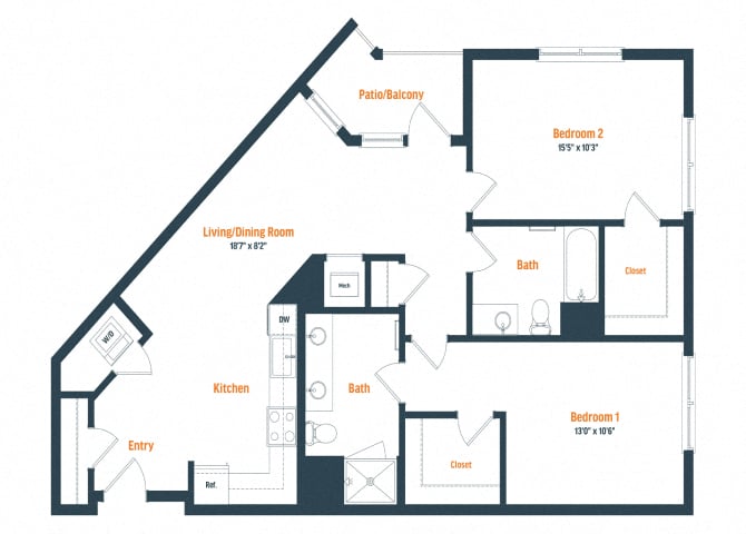 B14 | 2 Bed | 2 Bath floor plan