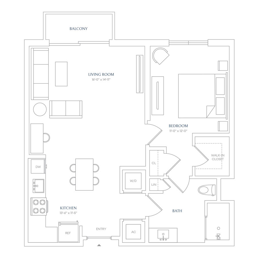 #SOL0417 - 1 bedroom floorplan layout with 1 bathroom and 780 square feet