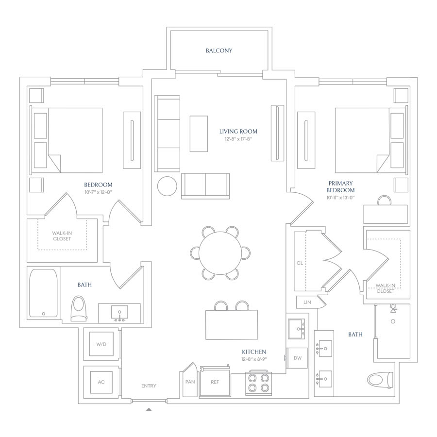 #SOL0404 - 2 bedroom floorplan layout with 2 bathrooms and 1056 square feet