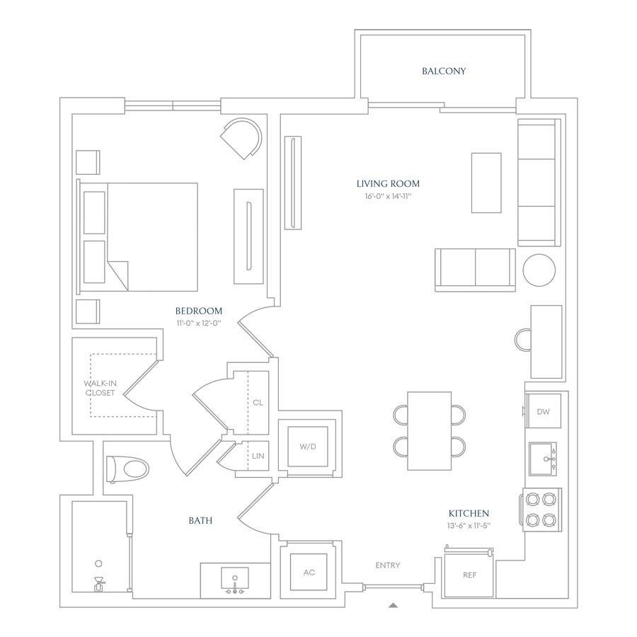 #SOL0633 - 1 bedroom floorplan layout with 1 bathroom and 780 square feet
