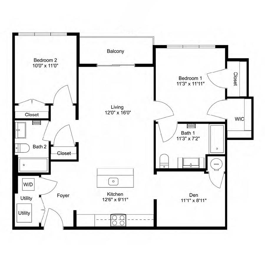 B13-D 2Dx2 floor plan