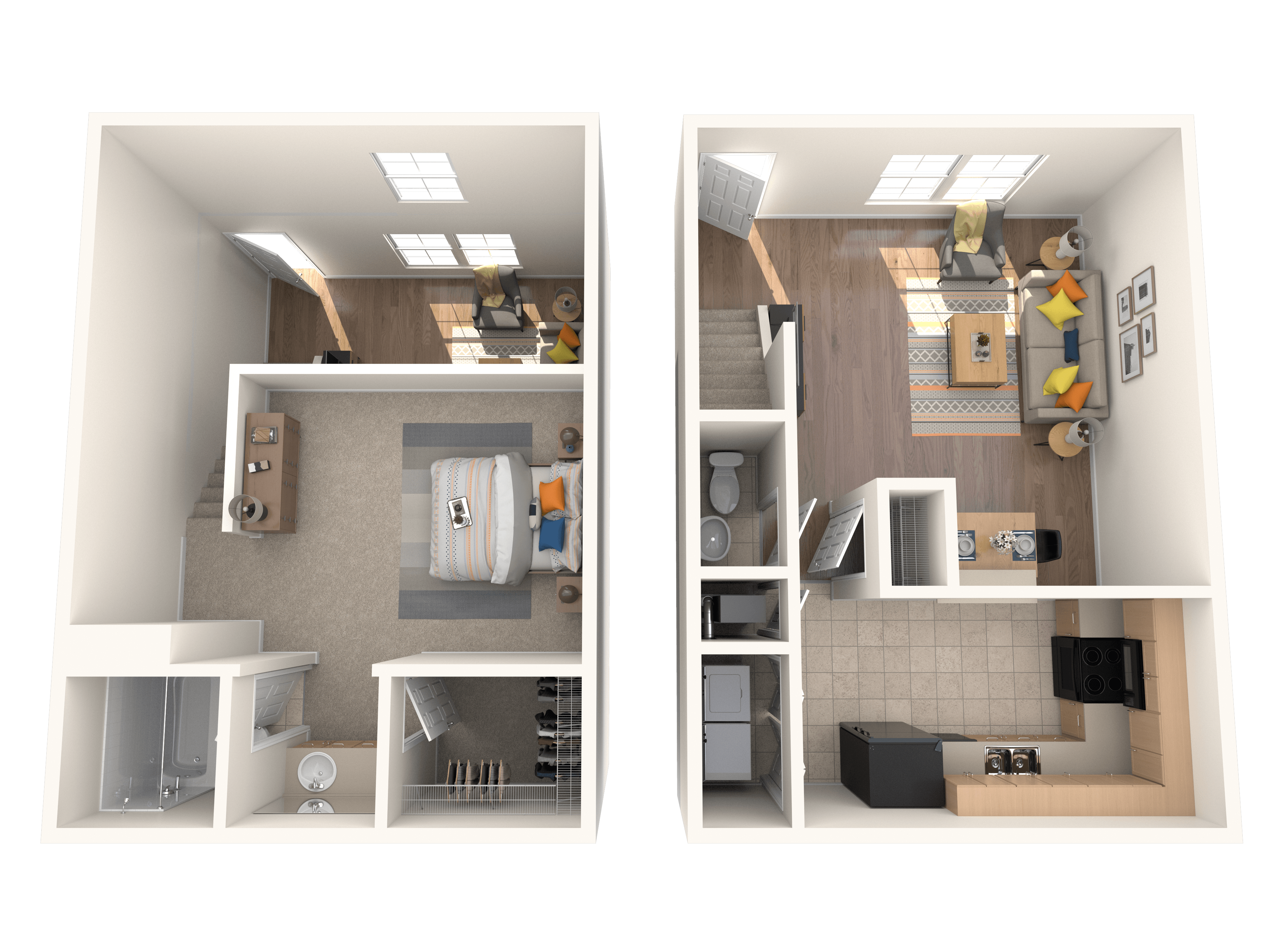 One Bedroom One and Half Bath Townhome LOFT floor plan