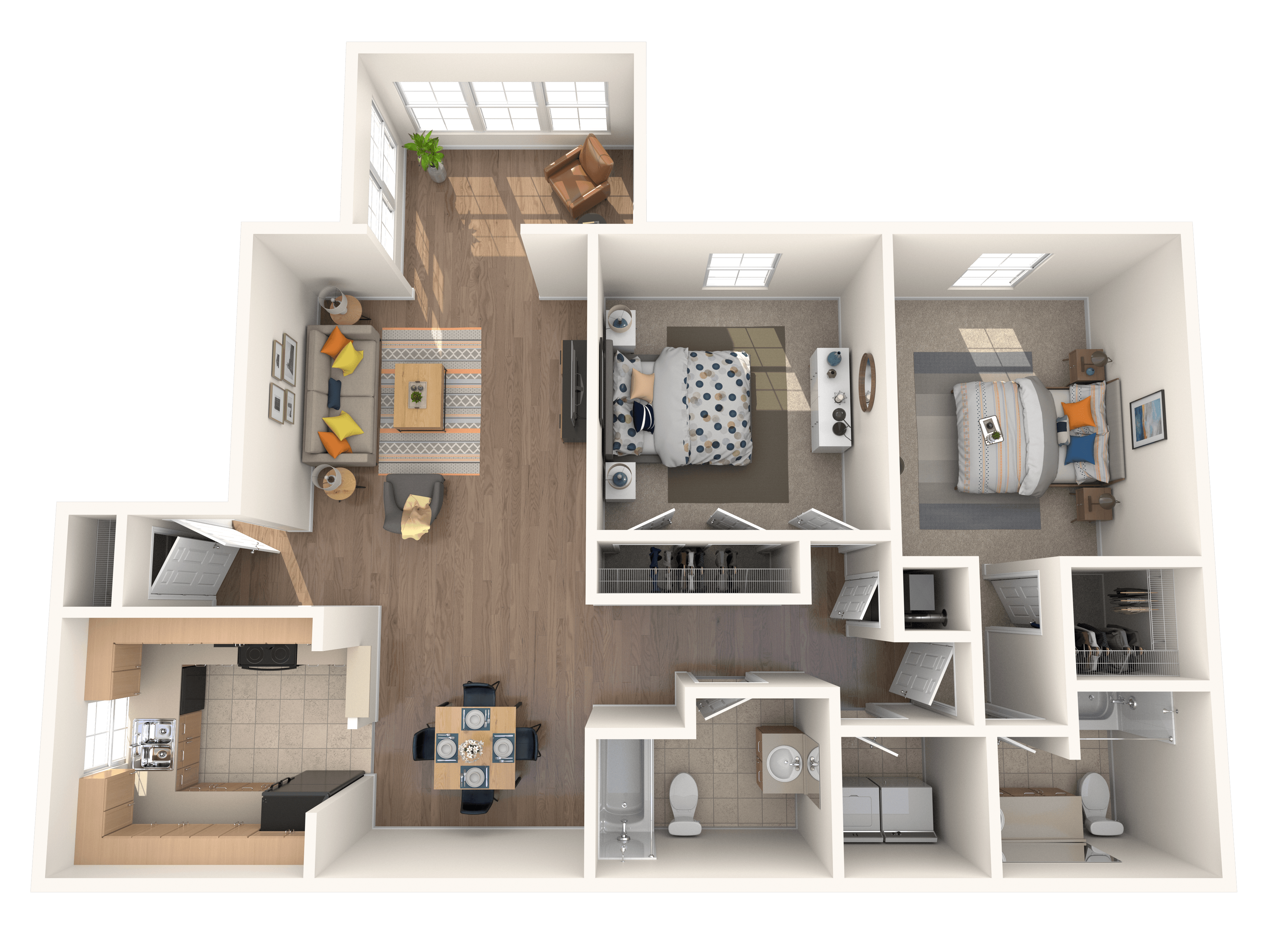 2 Bedroom 2 Bath SR floor plan