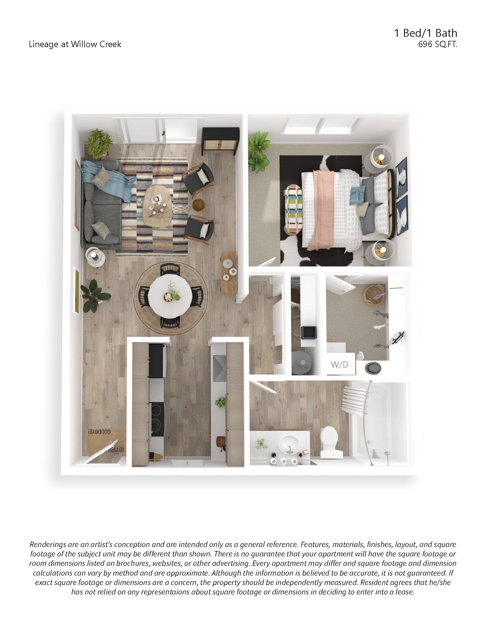 1x1 Premium floor plan