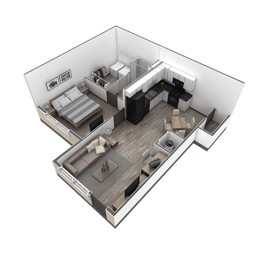 1 BR Horizon Courtyard floor plan