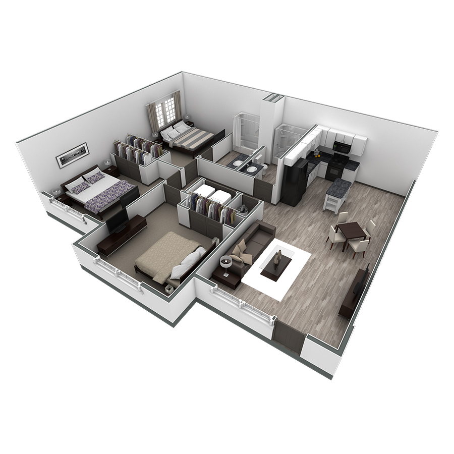 3 BR Retreat Courtyard floor plan