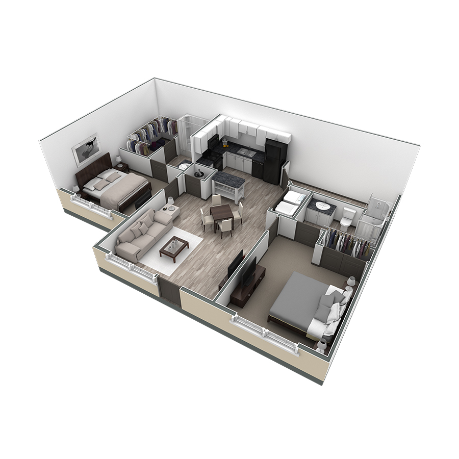 2 BR Retreat Courtyard floor plan