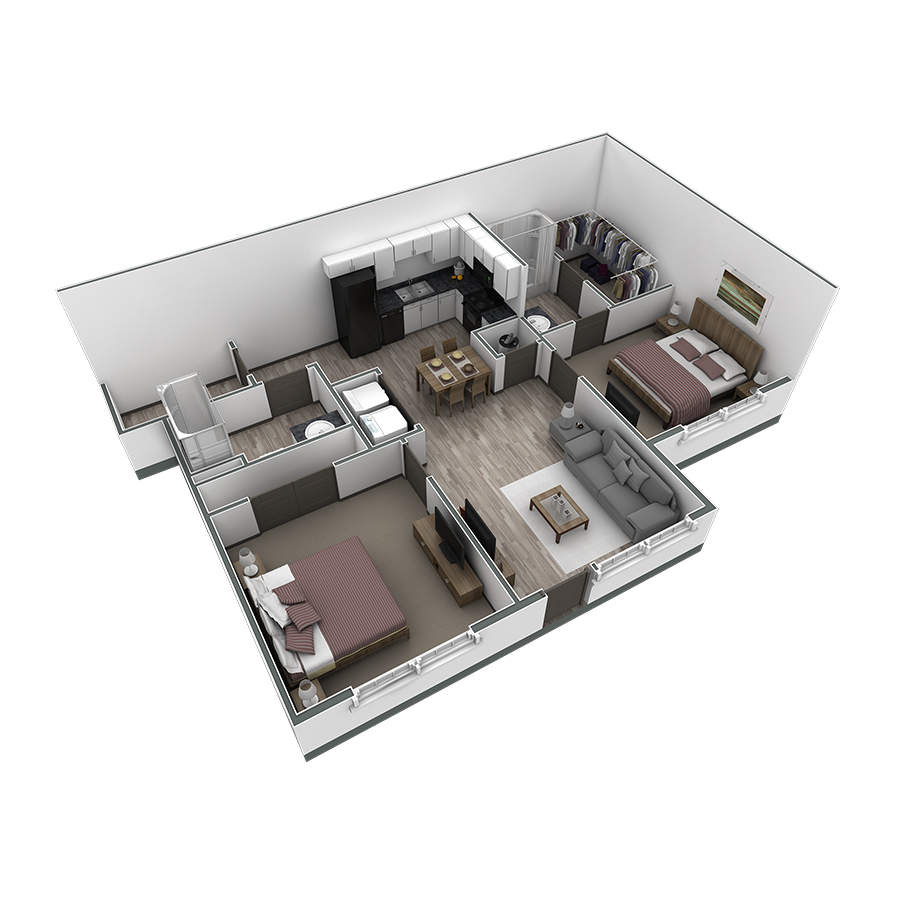 2 BR Horizon Courtyard floor plan