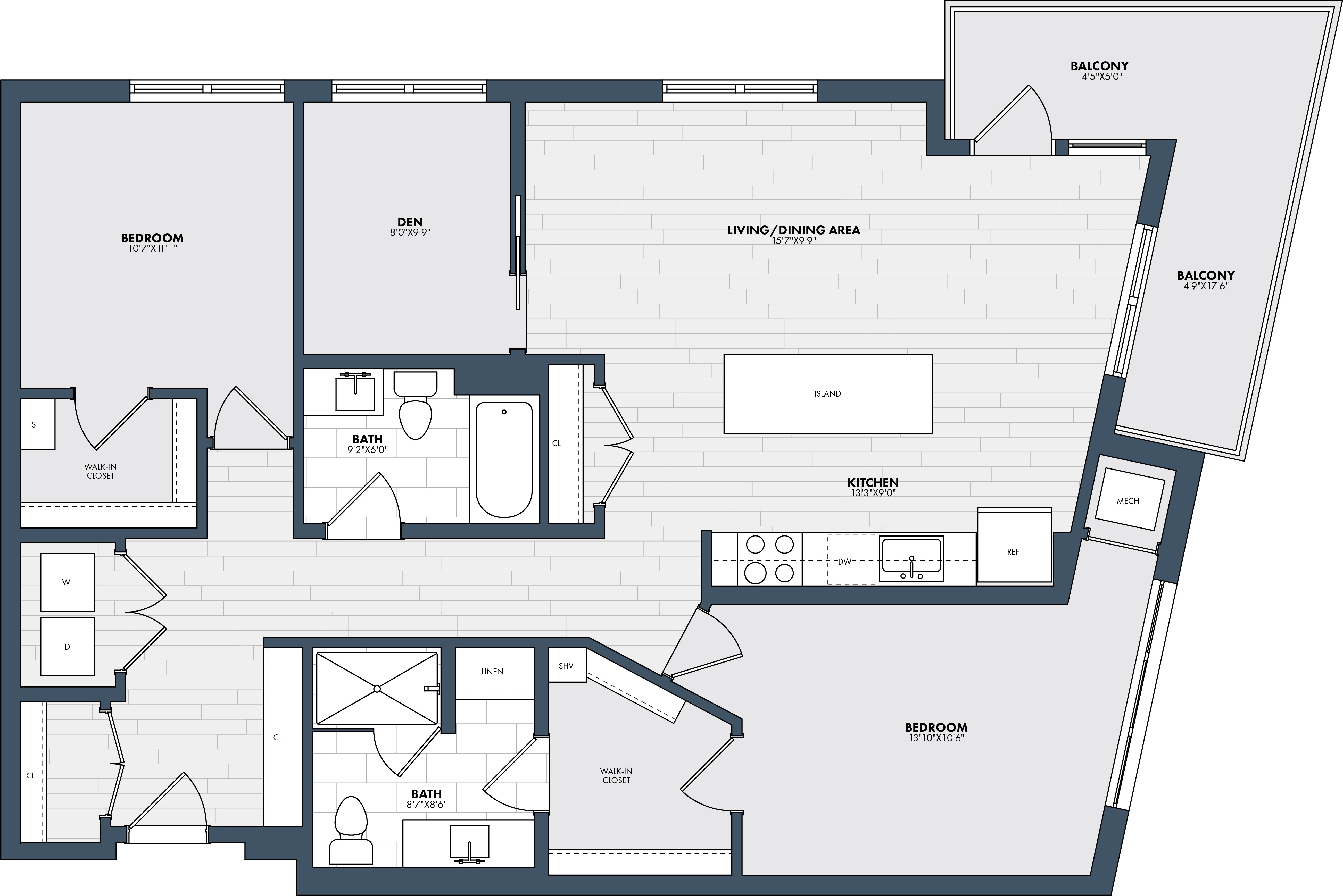 2 Bed/2 Bath Den-BD5 floor plan