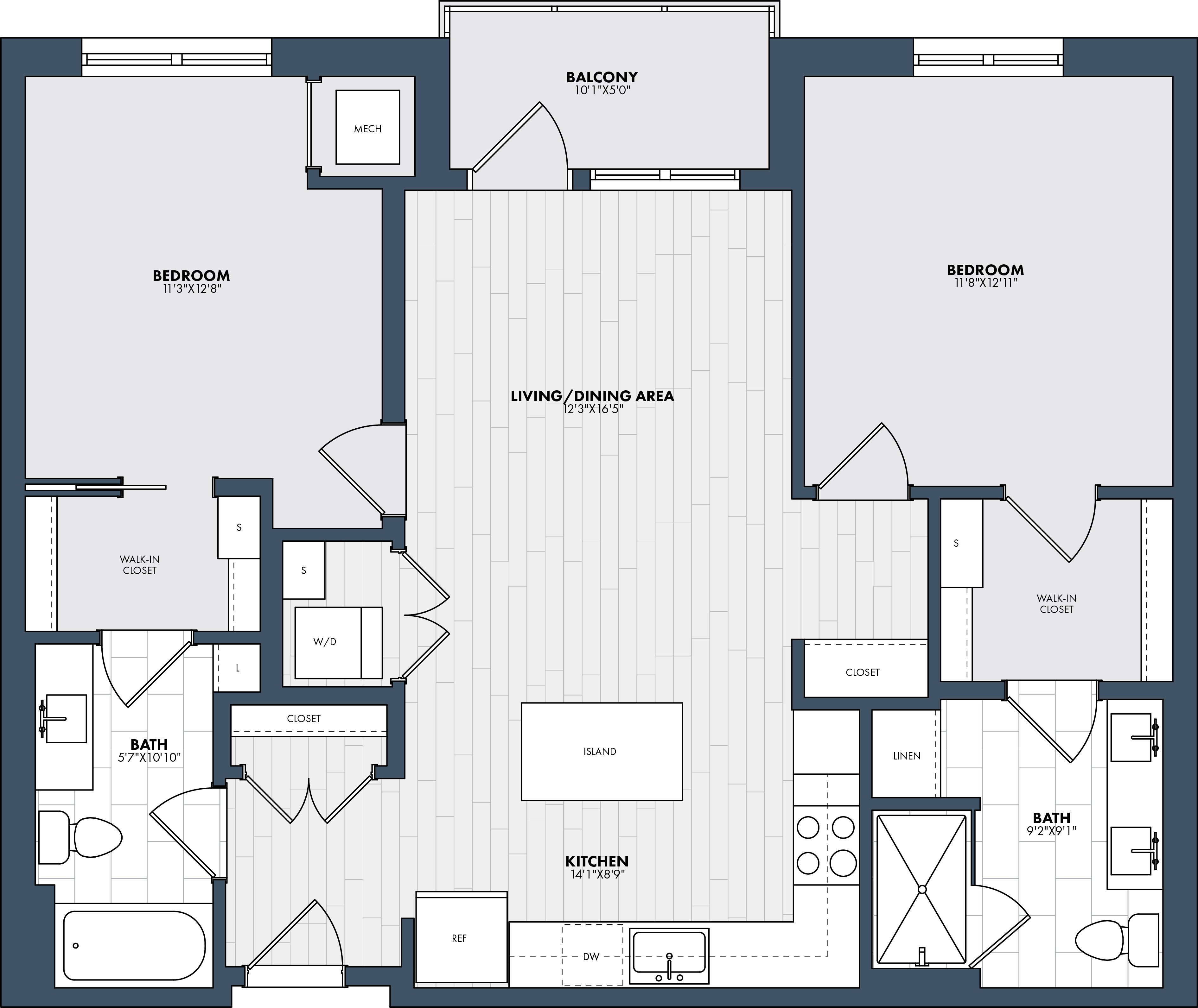 2 Bed/2 Bath-B2 floor plan