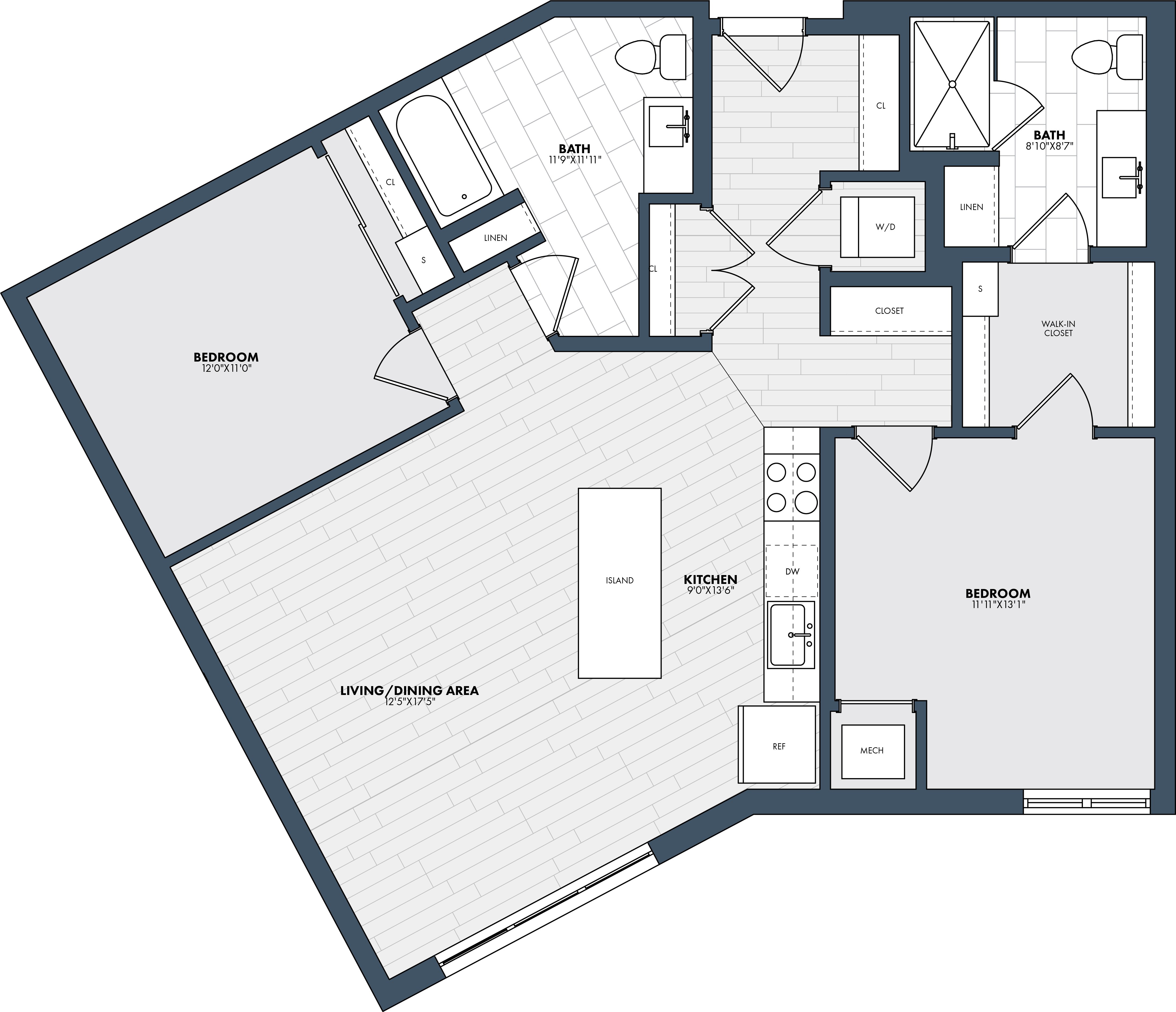 2 Bed/2 Bath-B5 floor plan