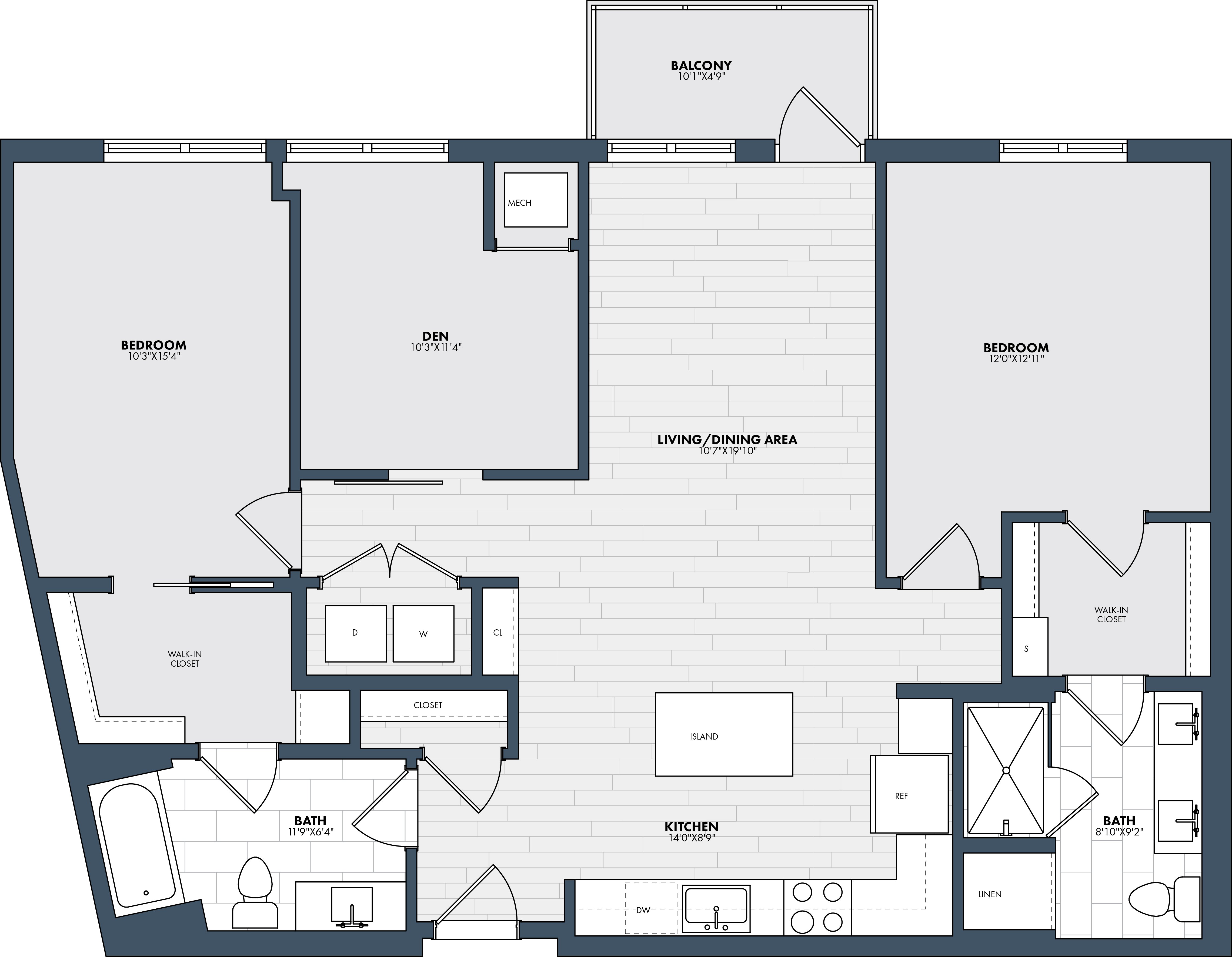 2 Bed/2 Bath Den-BD4-1 floor plan