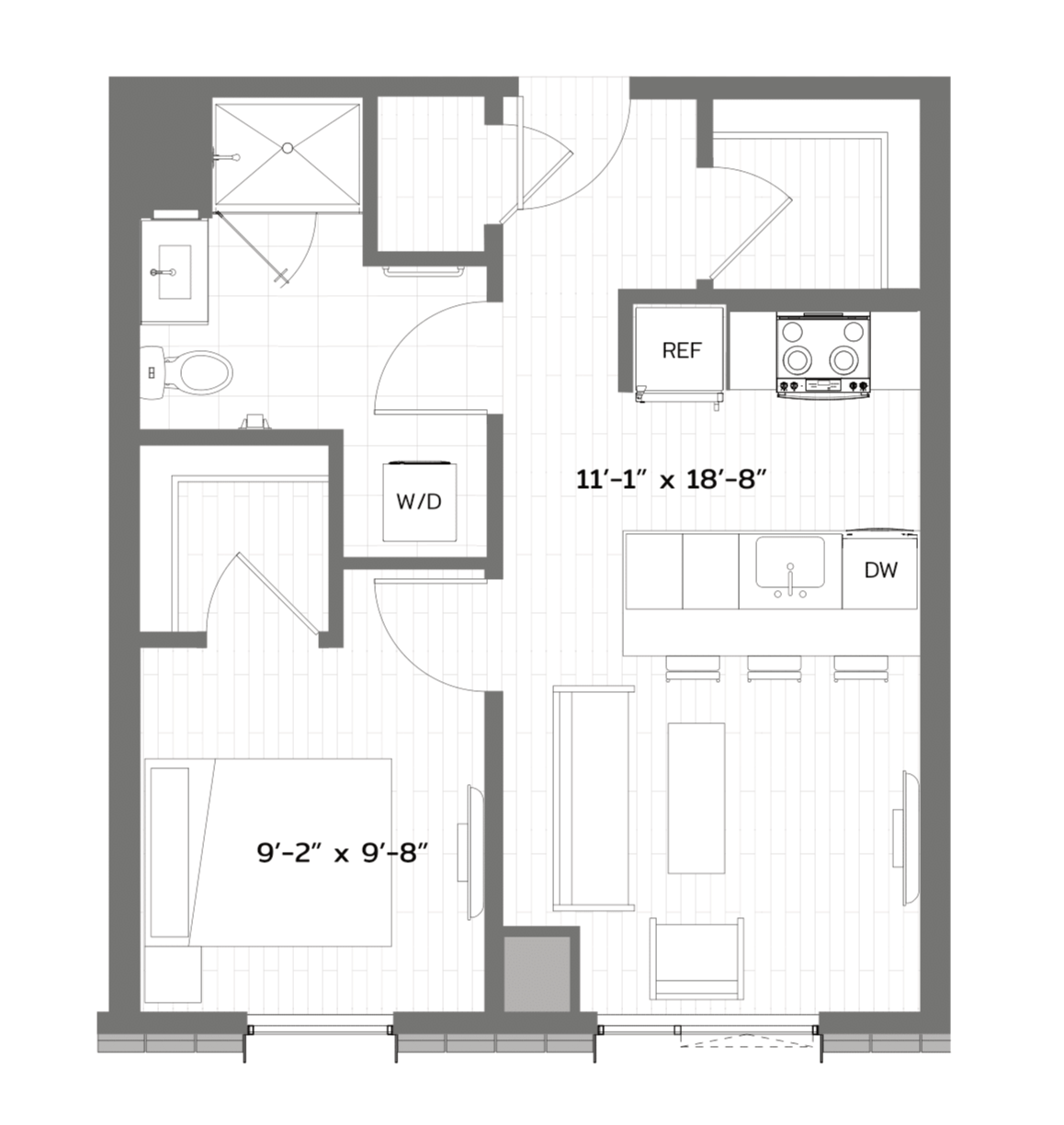 1 Bed/1 Bath-B-A6 floor plan