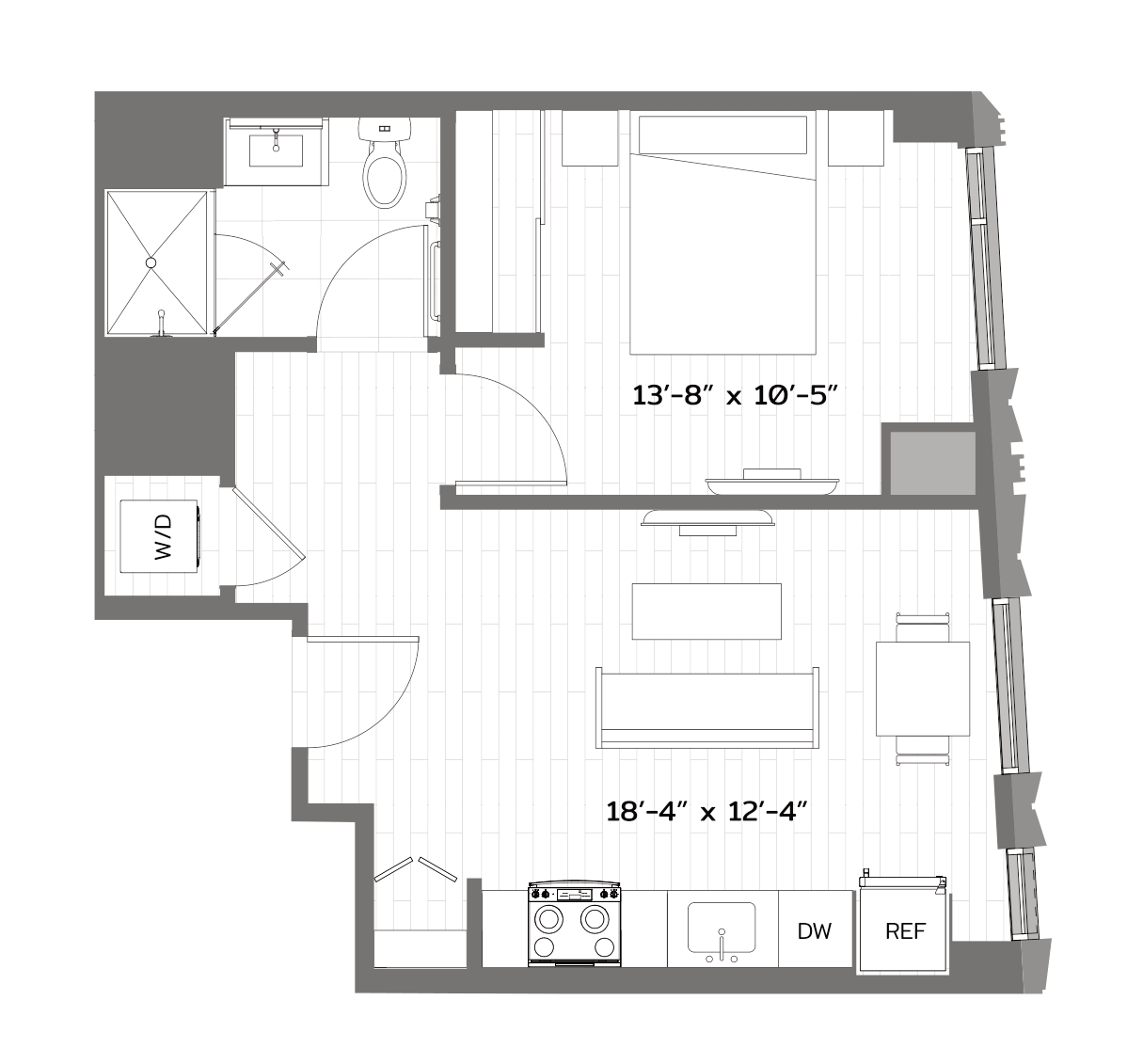 1 Bed/1 Bath-T-A4 floor plan