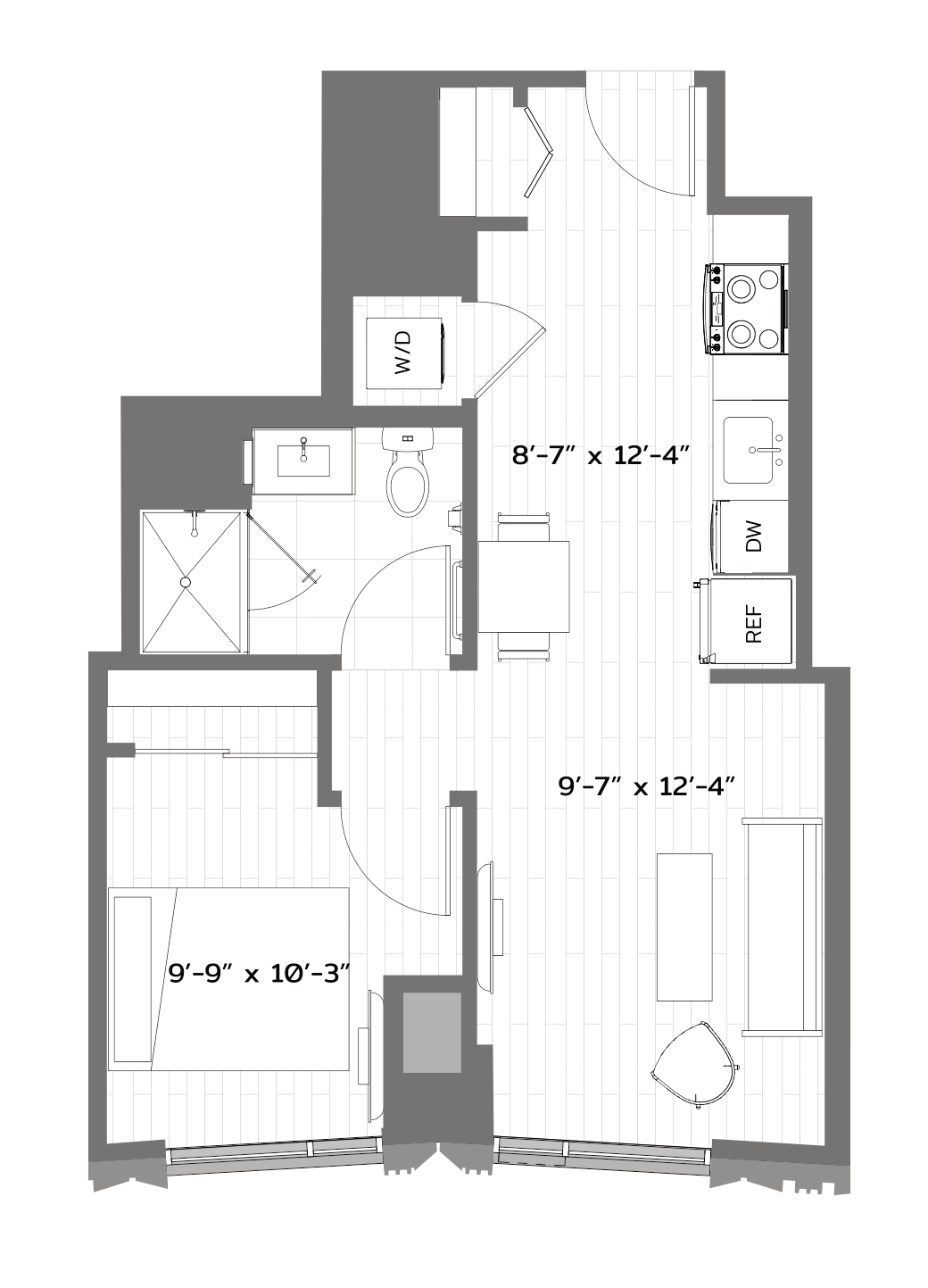 1 Bed/1 Bath-T-A5 floor plan