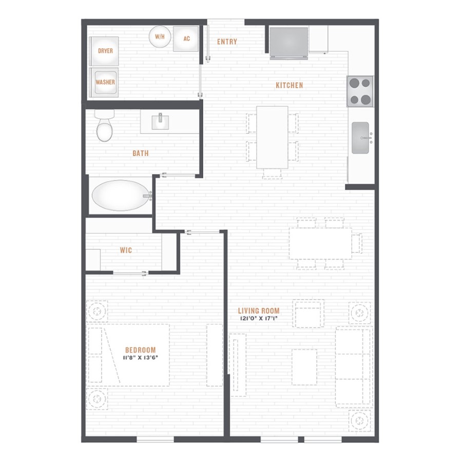 A2 - 1x1 floor plan