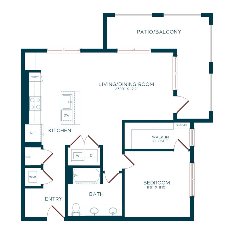 A6 - 1x1 floor plan