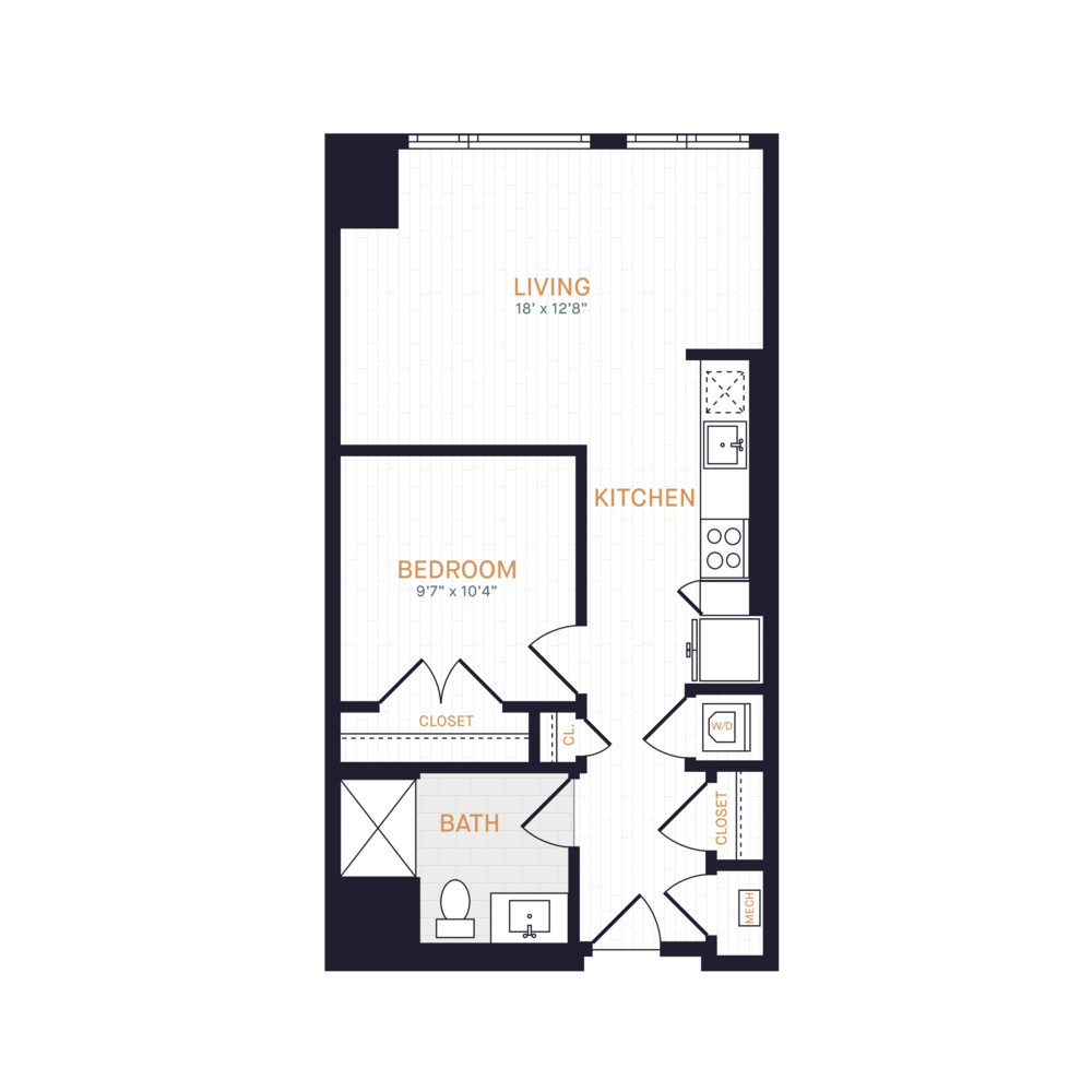 J1 | 1 Bed | 1 Bath floor plan