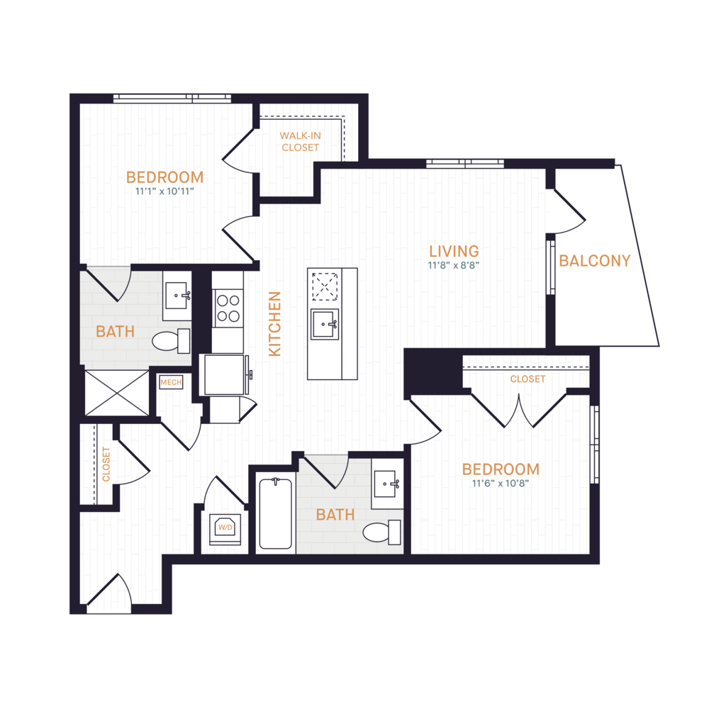 B6 | 2 Bed | 2 Bath floor plan
