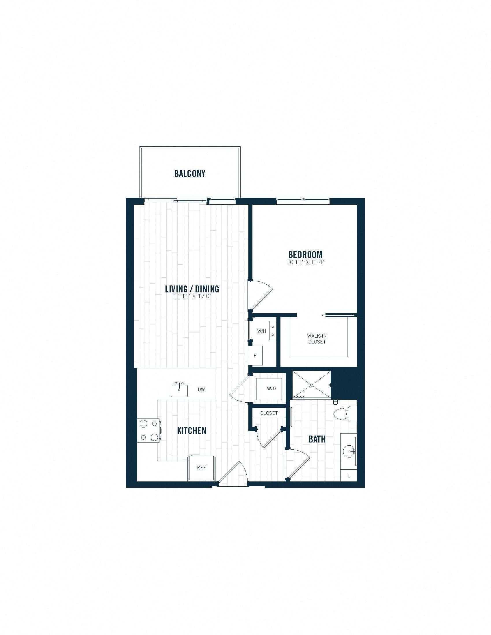 B1 | 1 Bed | 1 Bath floor plan