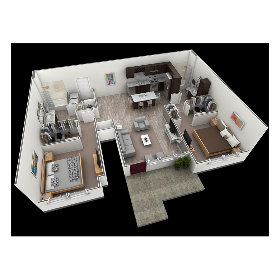 2 BR Grand Courtyard Garage floor plan