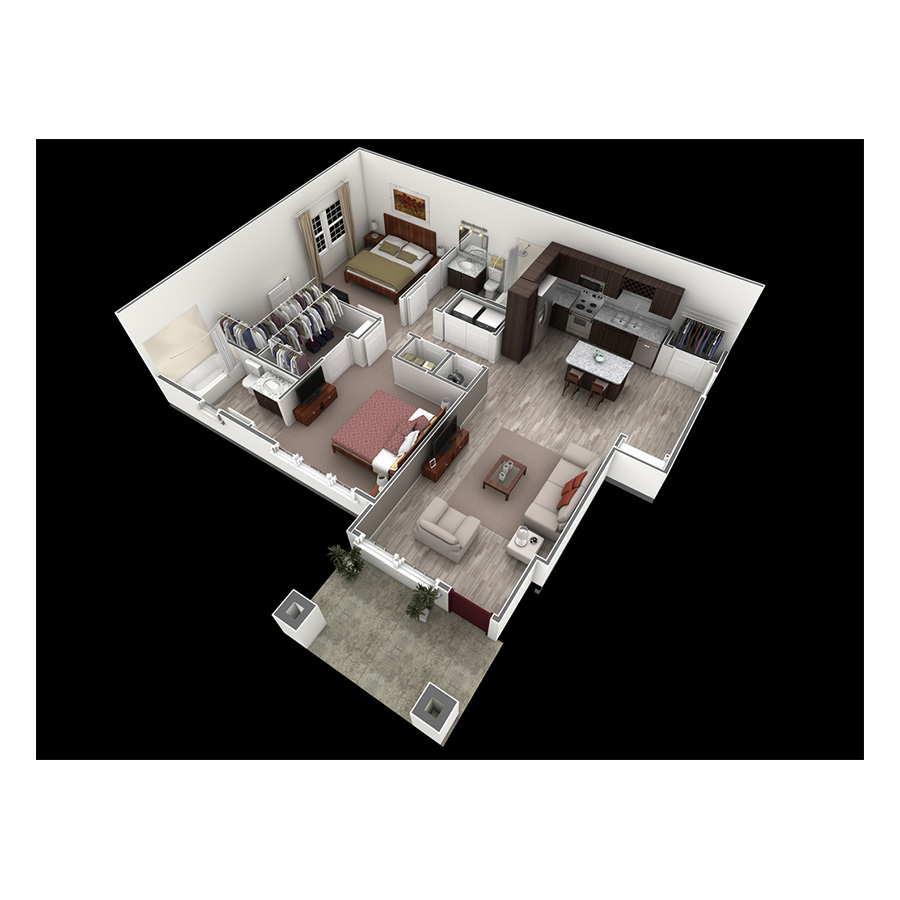 2 BR Designer Courtyard Garage floor plan