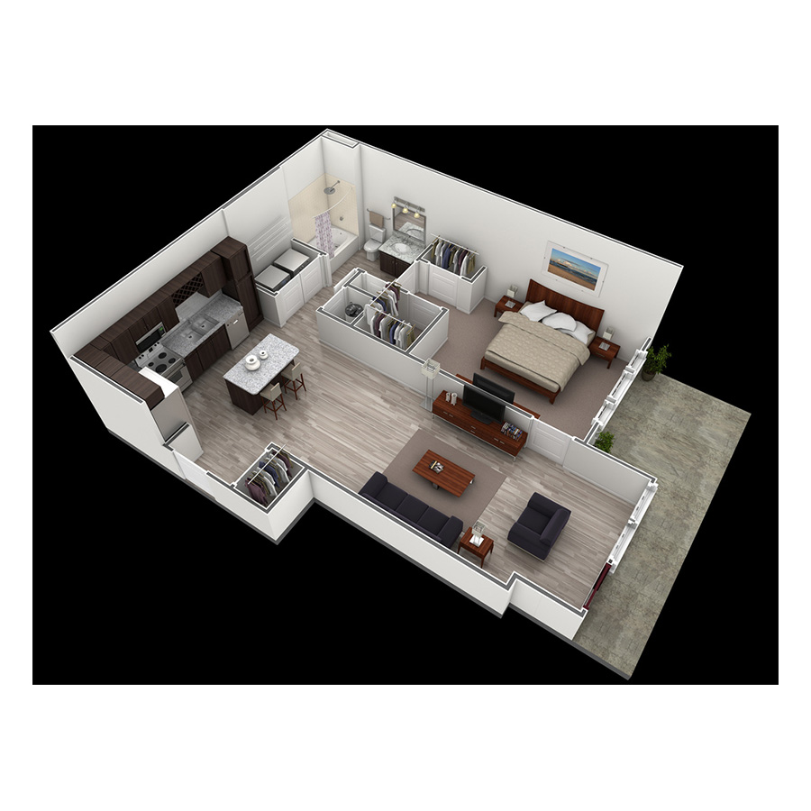 1 BR Designer Courtyard Garage floor plan