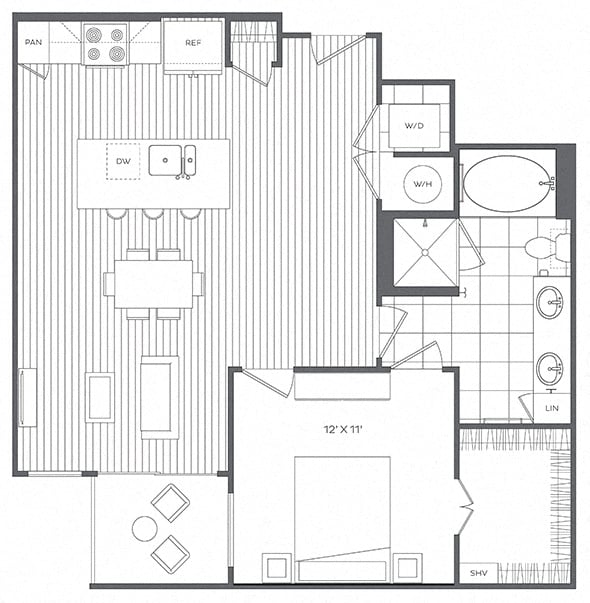1K floor plan