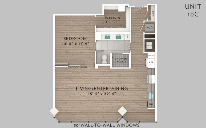 10C 1 Bed 1 Bath floor plan