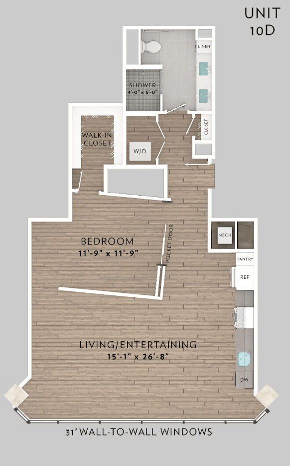 10D 1 Bed 1 Bath floor plan