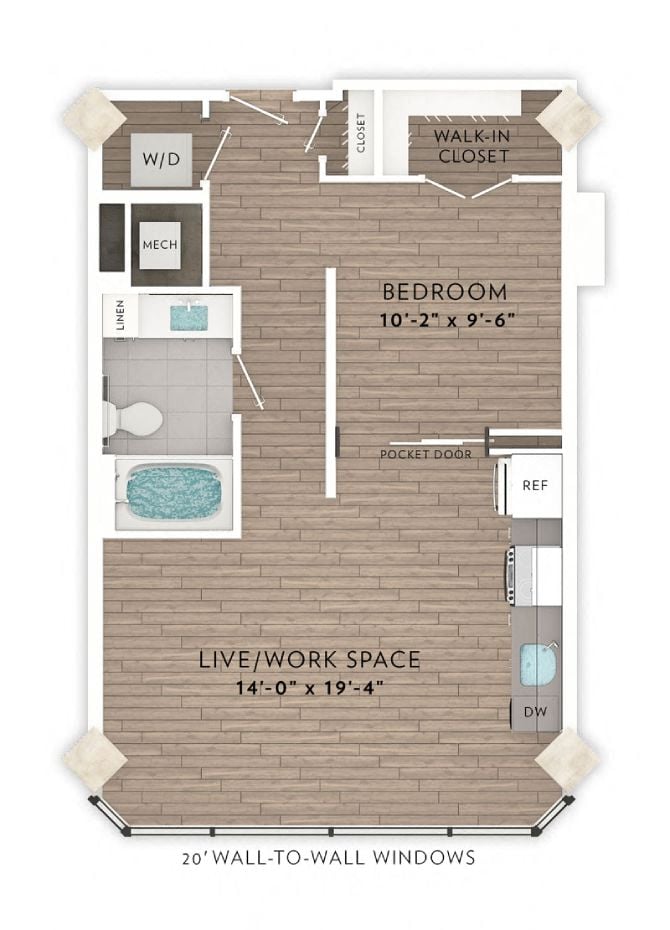 6C 1 Bed 1 Bath floor plan