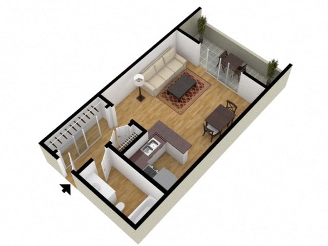 Studio 446 Sqft floor plan