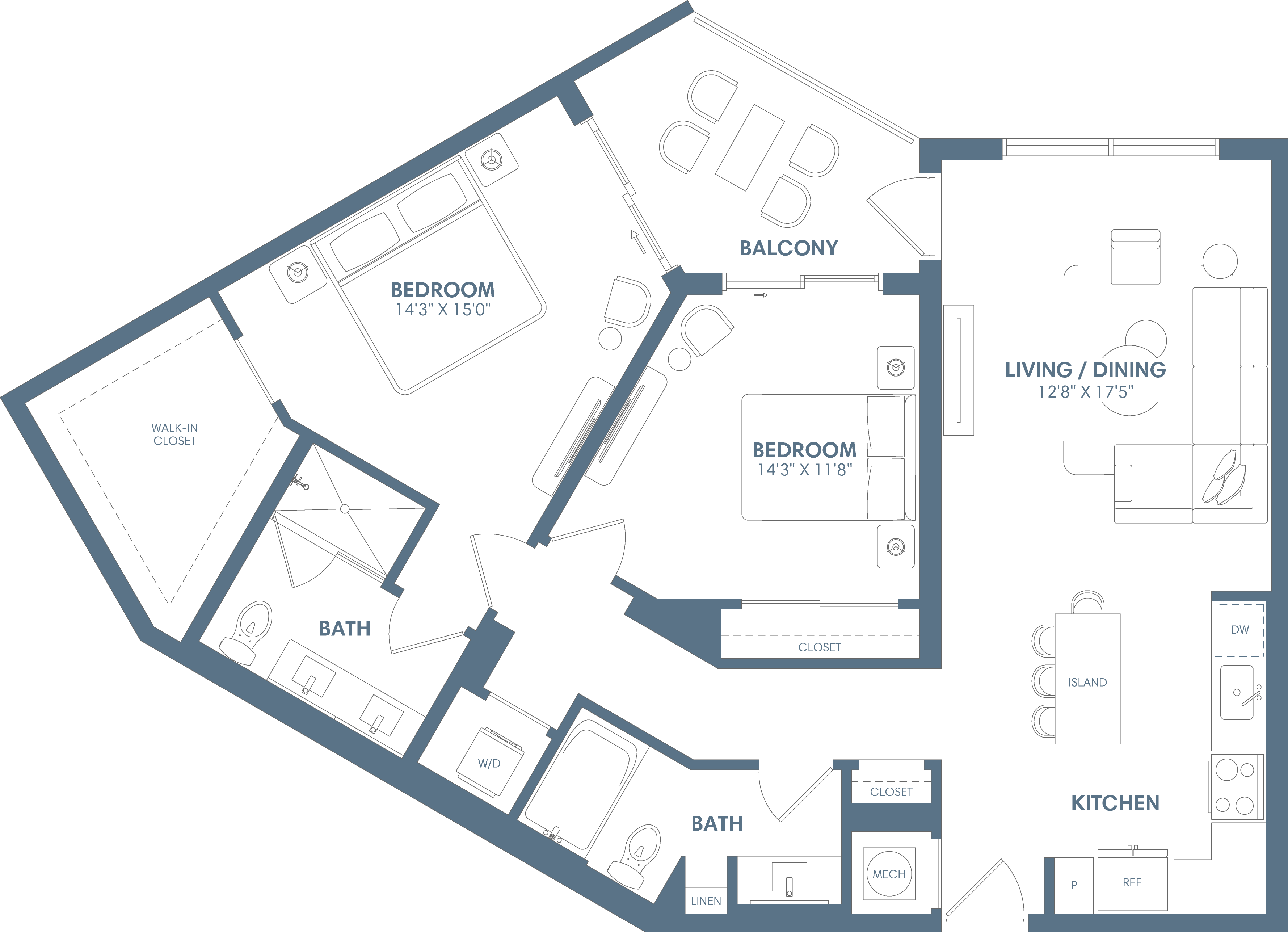 2 Bed /2 Bath-B2 floor plan