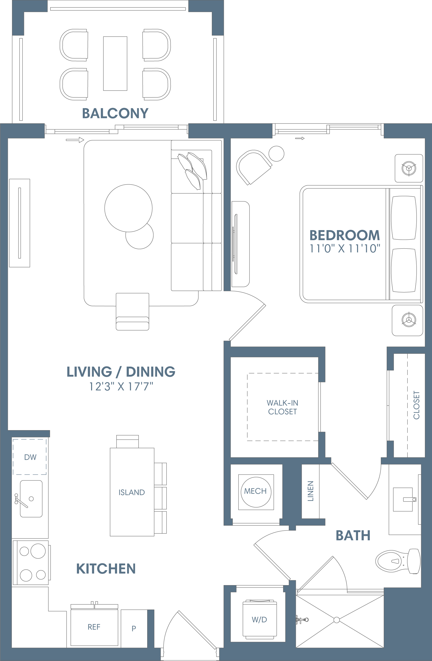 1 Bed/1 Bath-A1 floor plan