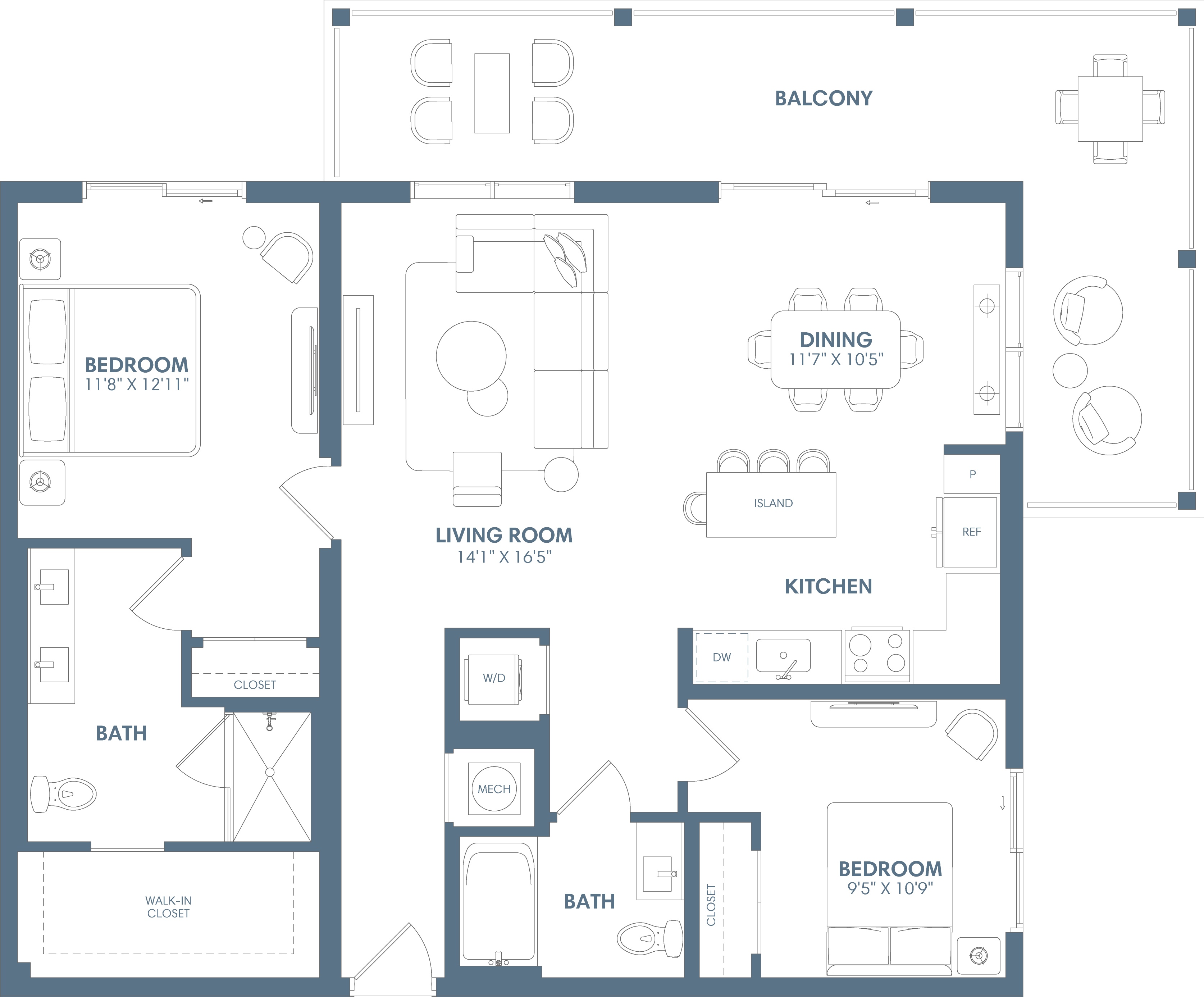 2 Bed /2 Bath-B3 floor plan