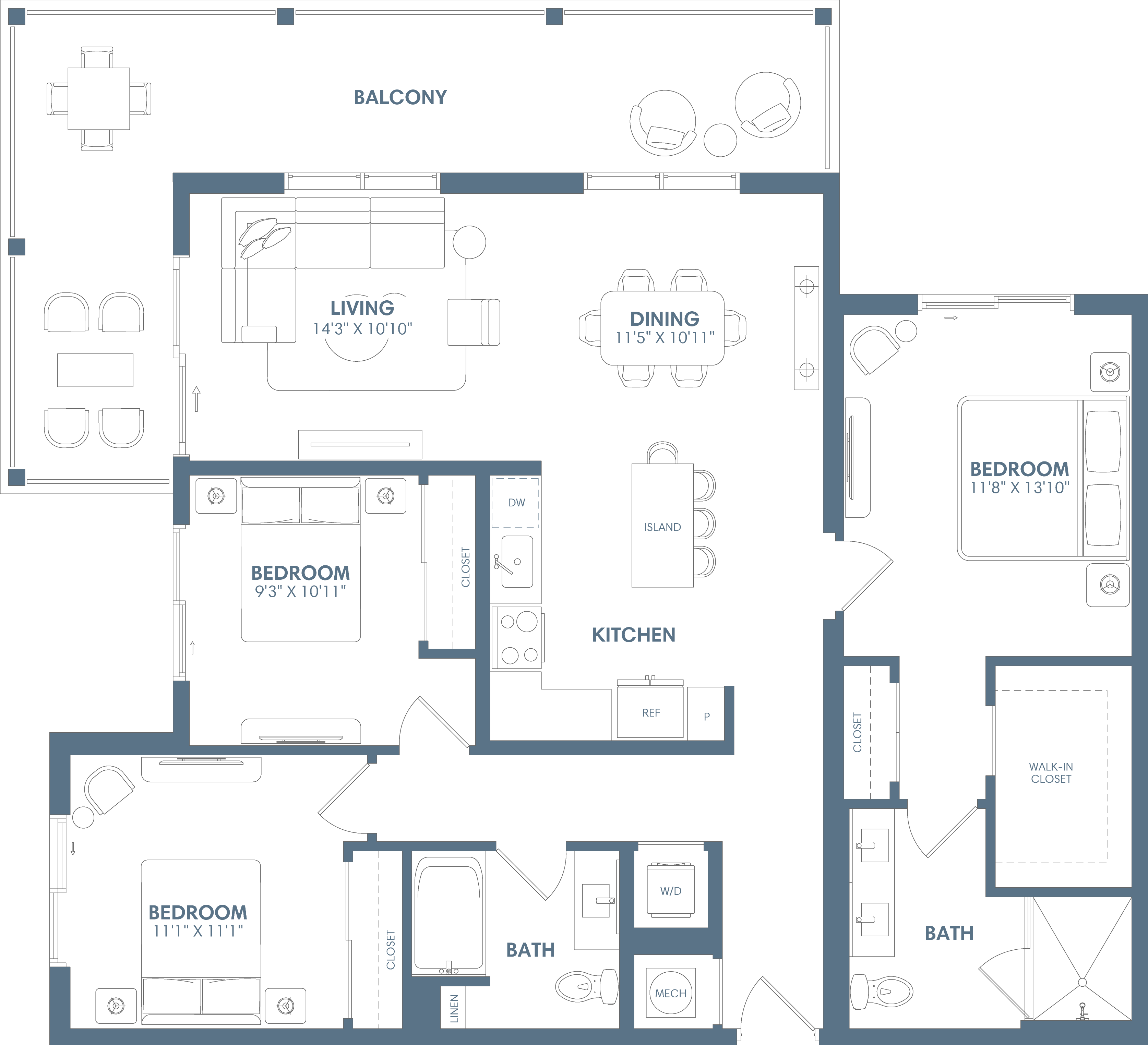 3 Bed/2 Bath-C1 floor plan