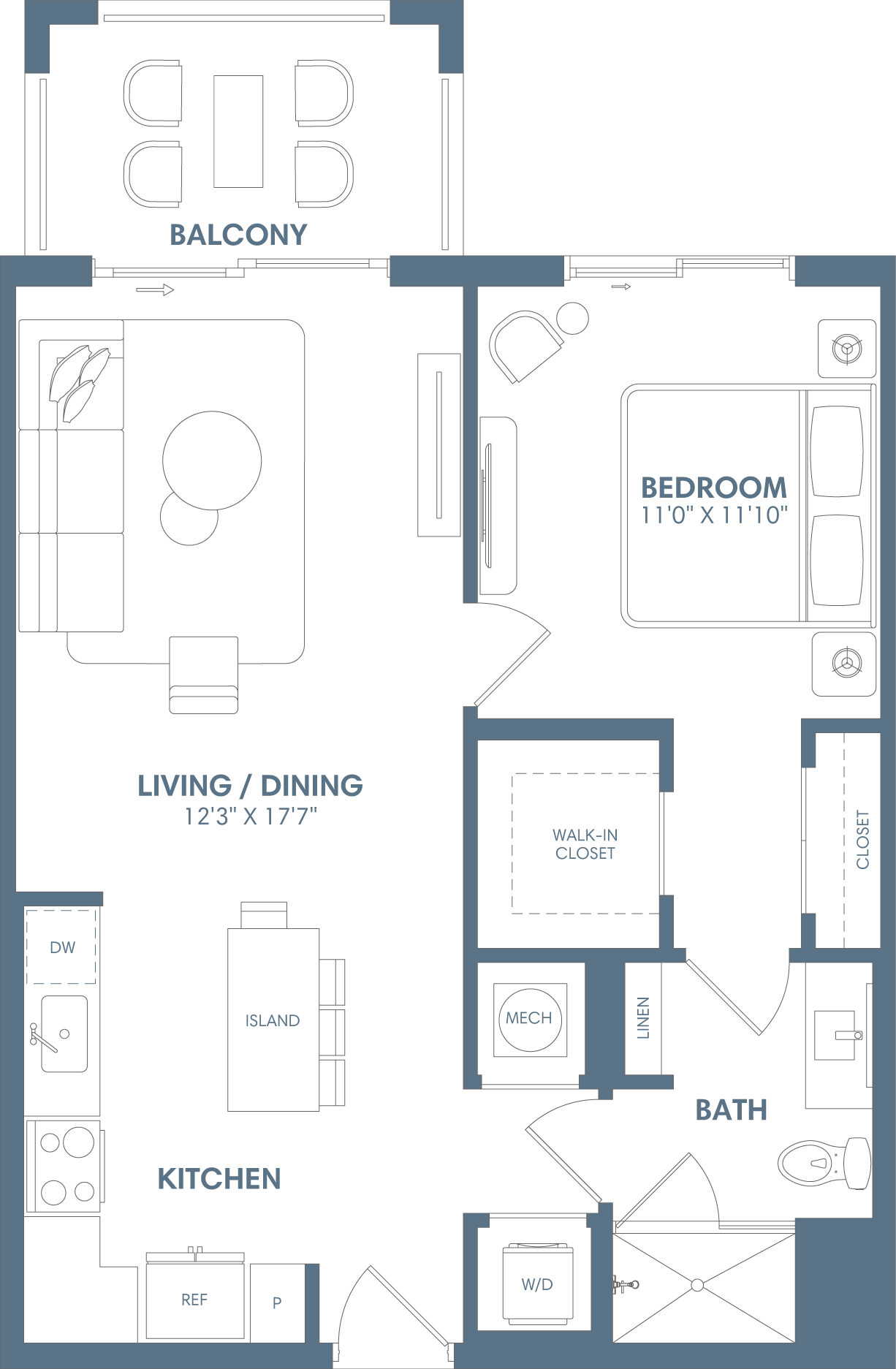 1 Bed/1 Bath-A1 floor plan