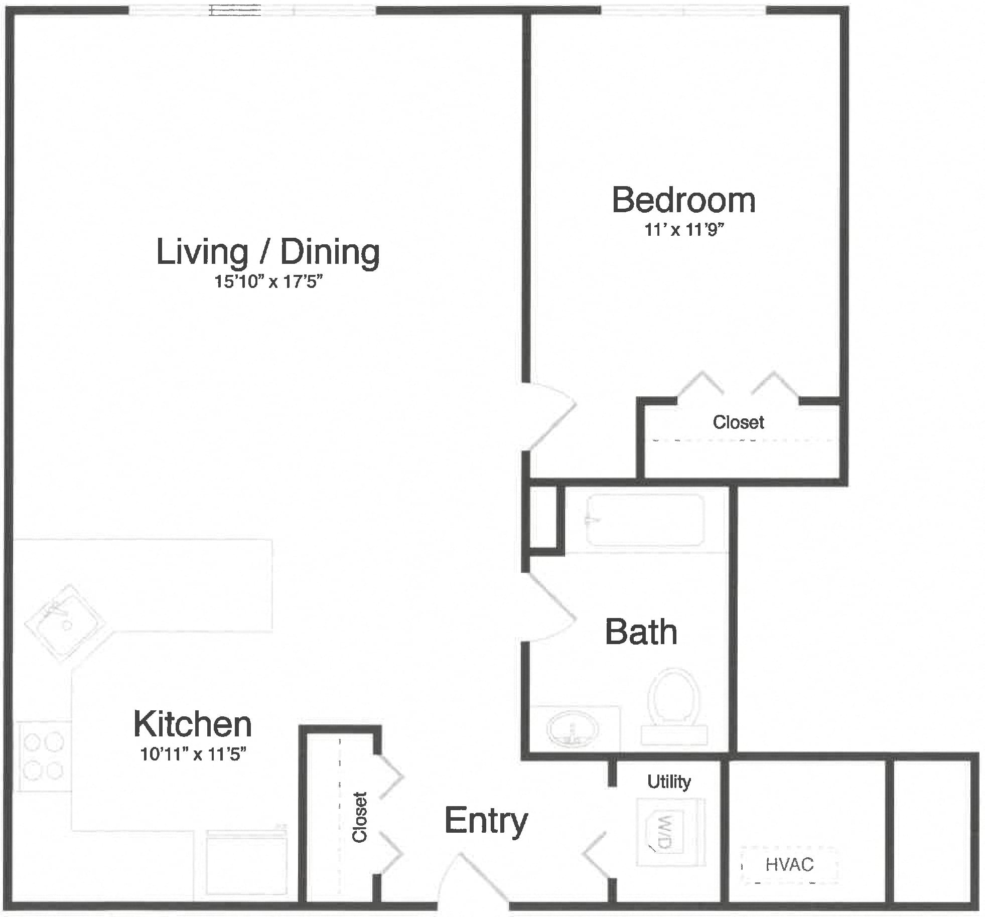 1 Bed/1 Bath-1I floor plan