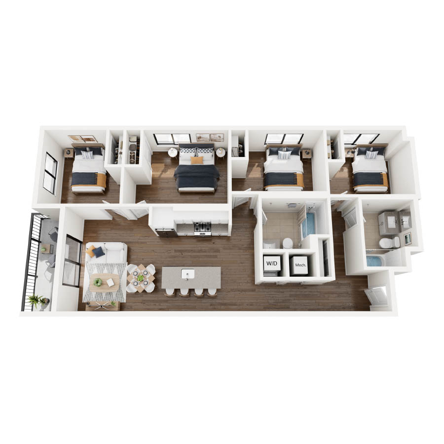 4 Bedroom Northeast floor plan