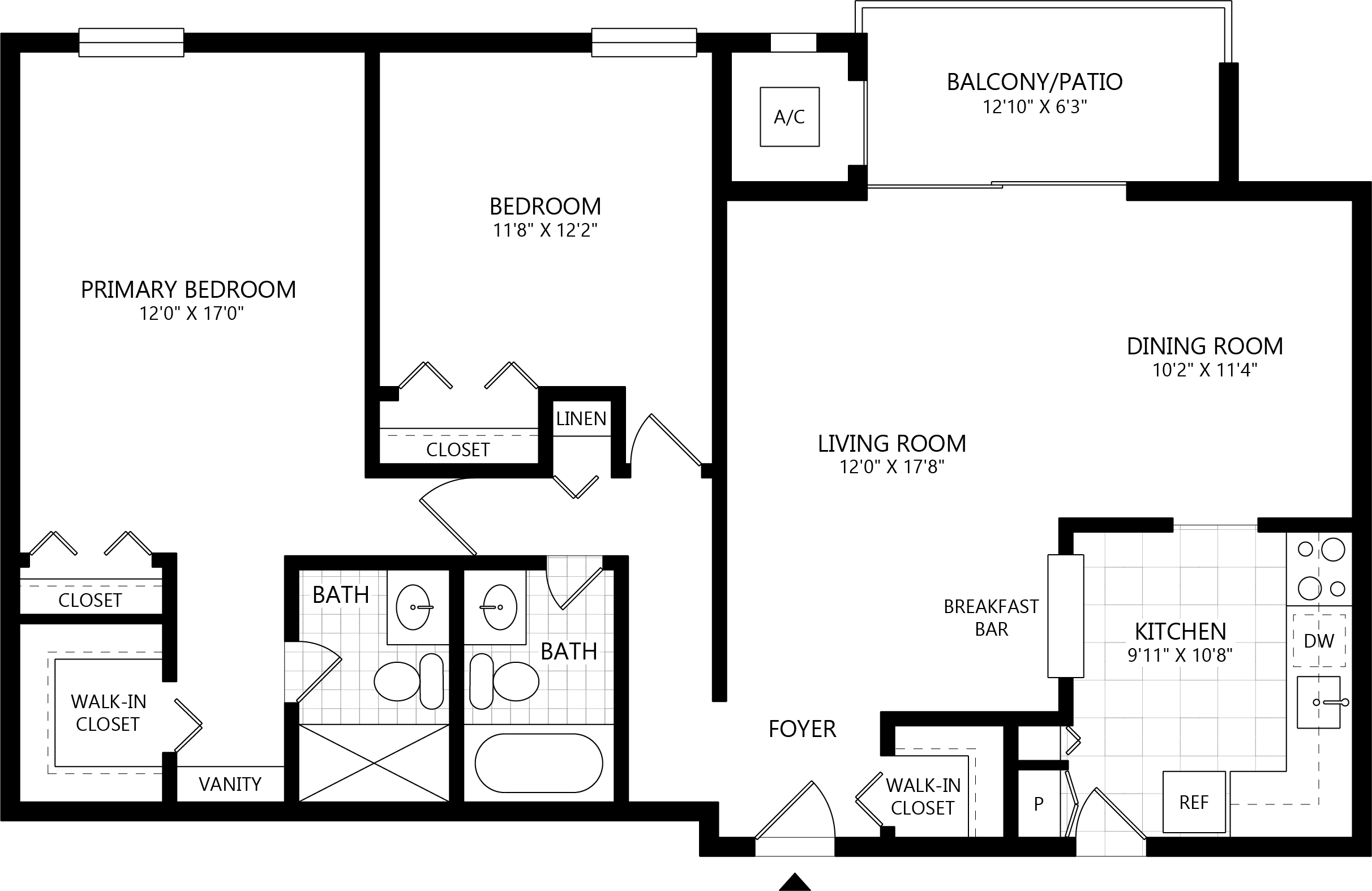 2 bed/ 2 Bath-B6 floor plan