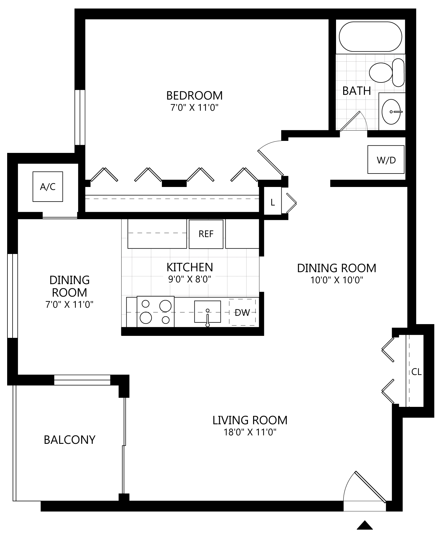 1 Bed/1 Bath-A2 floor plan