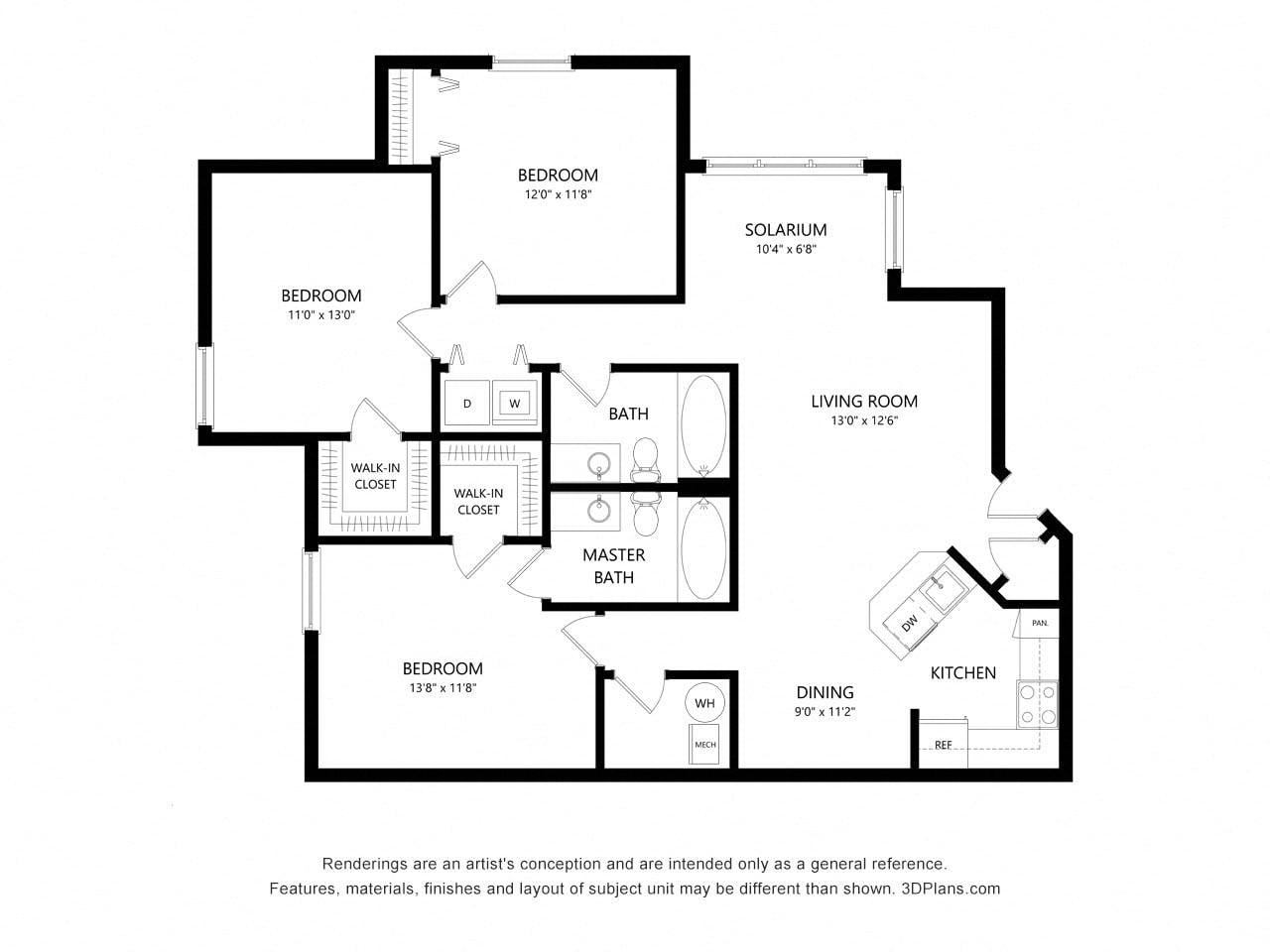 Three Bedroom B floor plan